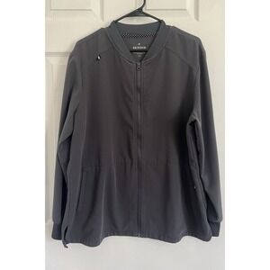 Beyond Scrubs Womens Size XL Bomber Jacket Gray Zip Front Medical Nurse Workwear